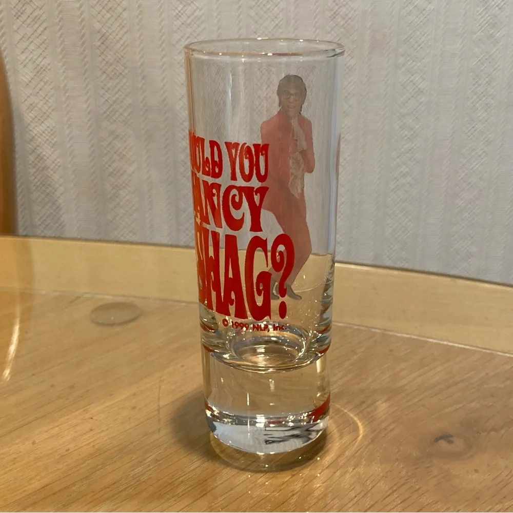 RARE 4 inch tall shot glass, “Austin Powers  The Spy Who Shagged Me”